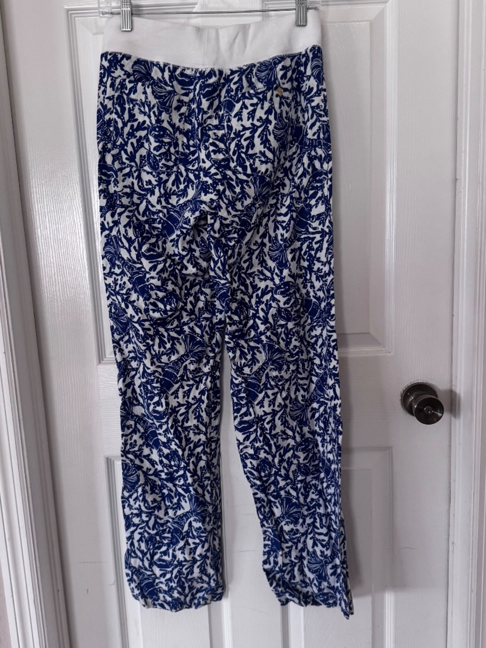 Lilly Pulitzer Beach Linen Palazzo Pants in Blue and White Pattern Size Small - Picture 5 of 9
